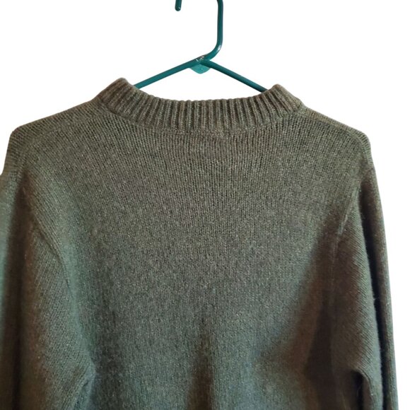 Vintage Union Made in USA Shetland Wool Blend Army Green Crewneck Sweater Medium - Picture 4 of 16